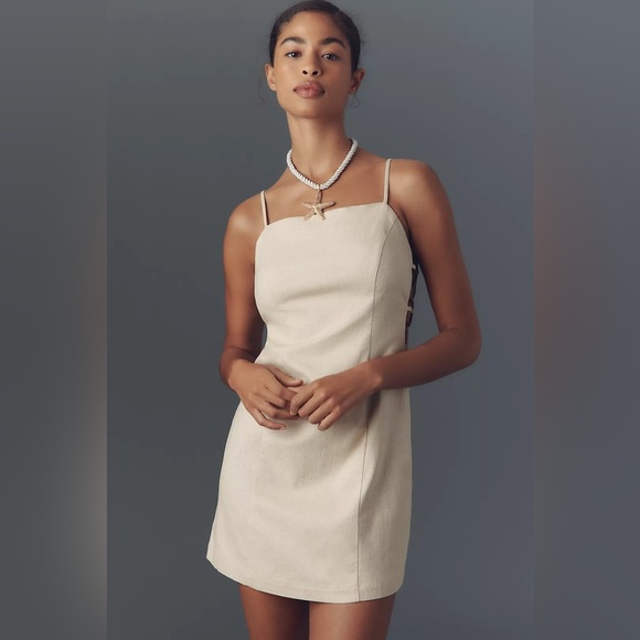 Anthropologie Smocked Linen Blend Mini Dress size XS - Picture 1 of 7